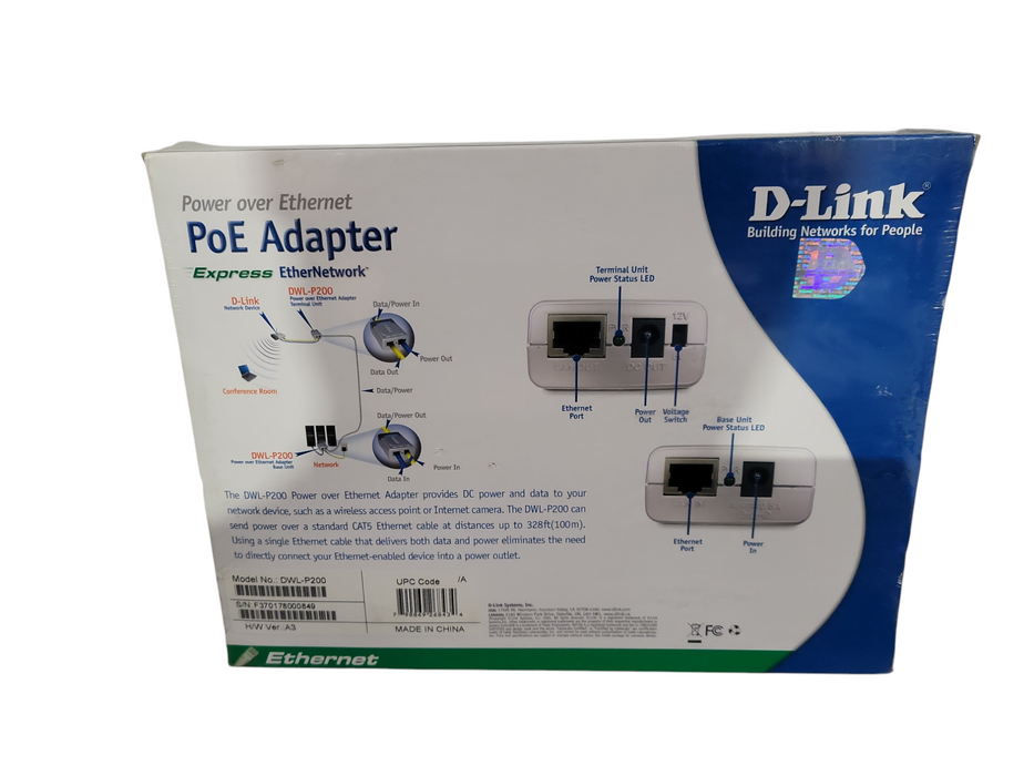D-Link DWL-P200 Express EtherNetwork PoE Adapter New !