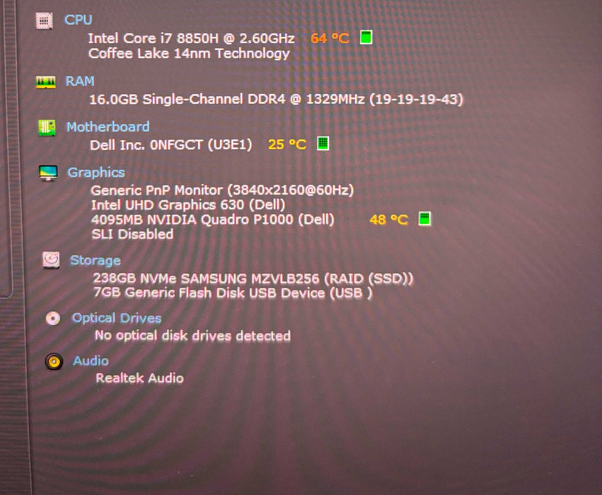 Dell Precision 5530 4K TOUCH i7-8850H QUADRO P1000 4GB GPU 16GB RAM 256SSD  Lap200