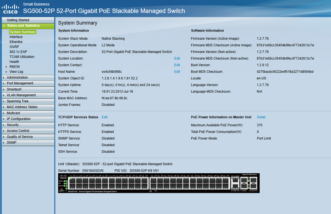 Cisco Small Business SG500-52P 52-Port Gigabit PoE Stackable Managed Switch %