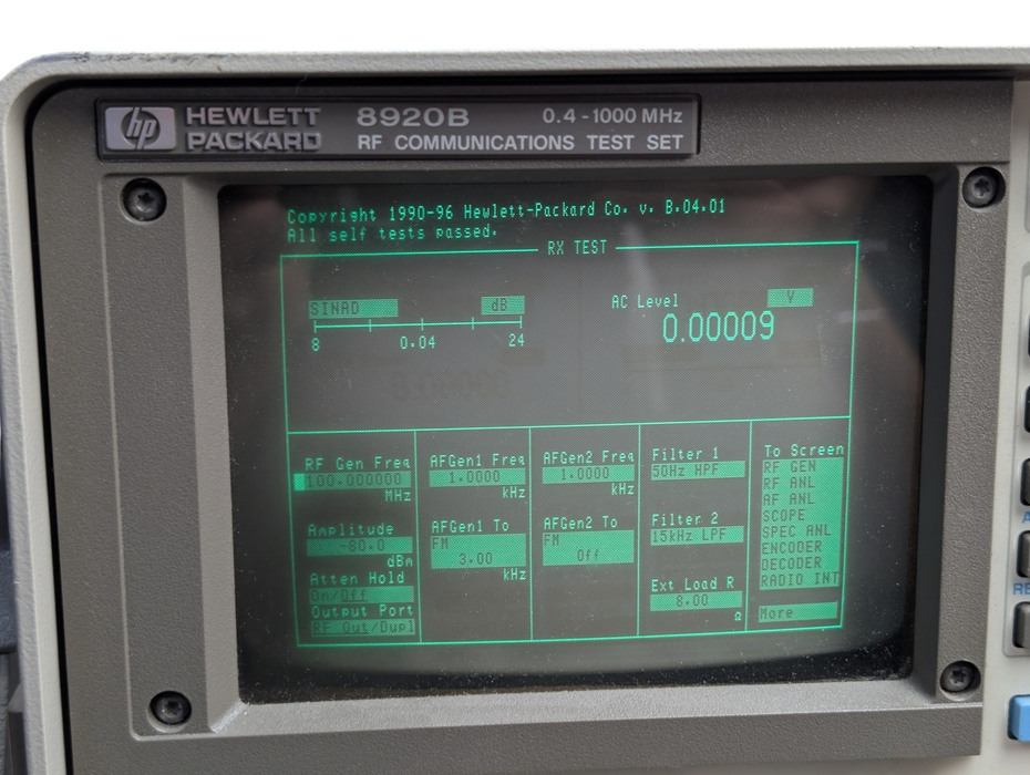 HEWLETT PACKARD HP 8920B RF Communications Test Set 0.4–1000 MHz -