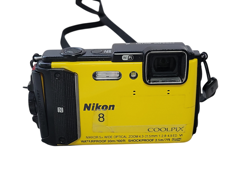 Nikon COOLPIX AW130 16MP Waterproof Digital Camera Yellow, READ _
