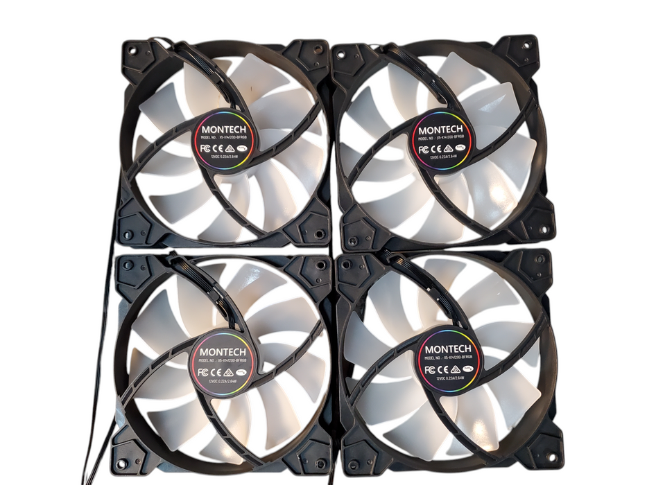 PC Case Fans Montech 140mm 12V 0.2A/2.52W X5-X141200-BFRGB 4x Case Fans Q