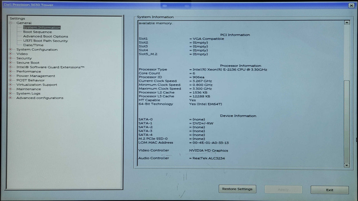 Dell Precision 3630, Xeon E-2136 3.30GHz, 32GB RAM, No HDD, P1000