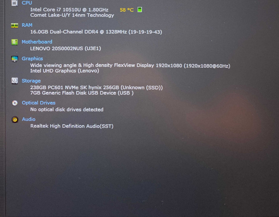 Lenovo ThinkPad T14 Gen 1 Core i7-10510U@1.80GHz 16GB RAM 256GB SSD READ  Lap200