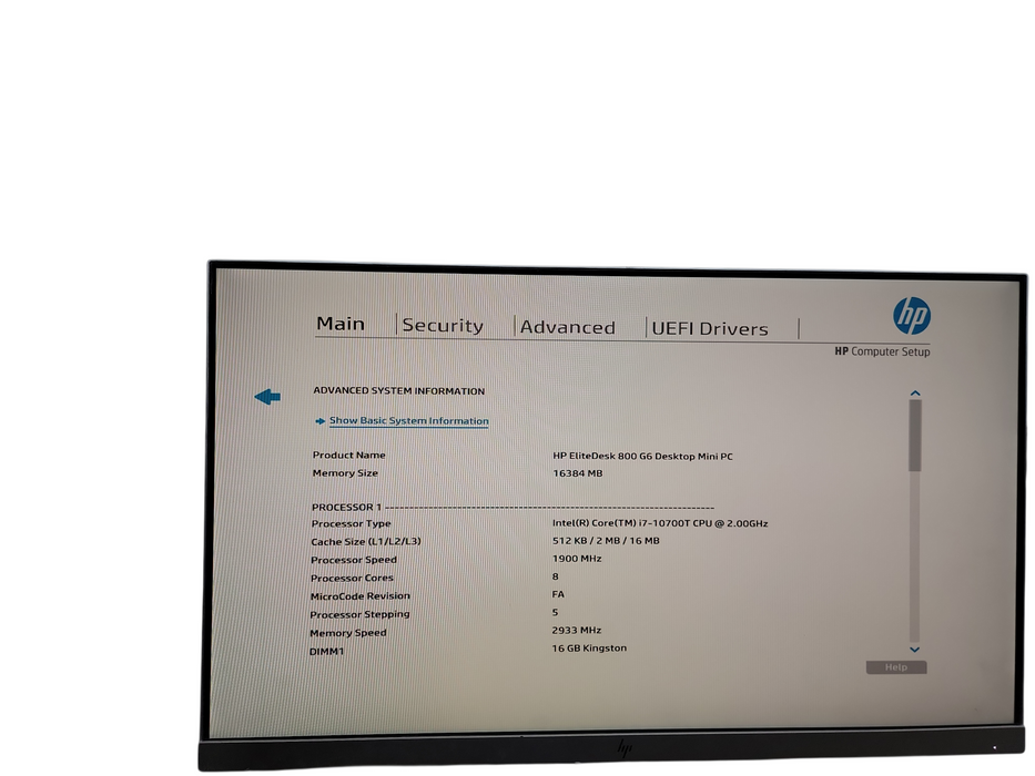 HP EliteDesk 800 G6 Micro i7 - 10700T @ 2.00GHz 16GB DDR4 Ram NO HDD θ