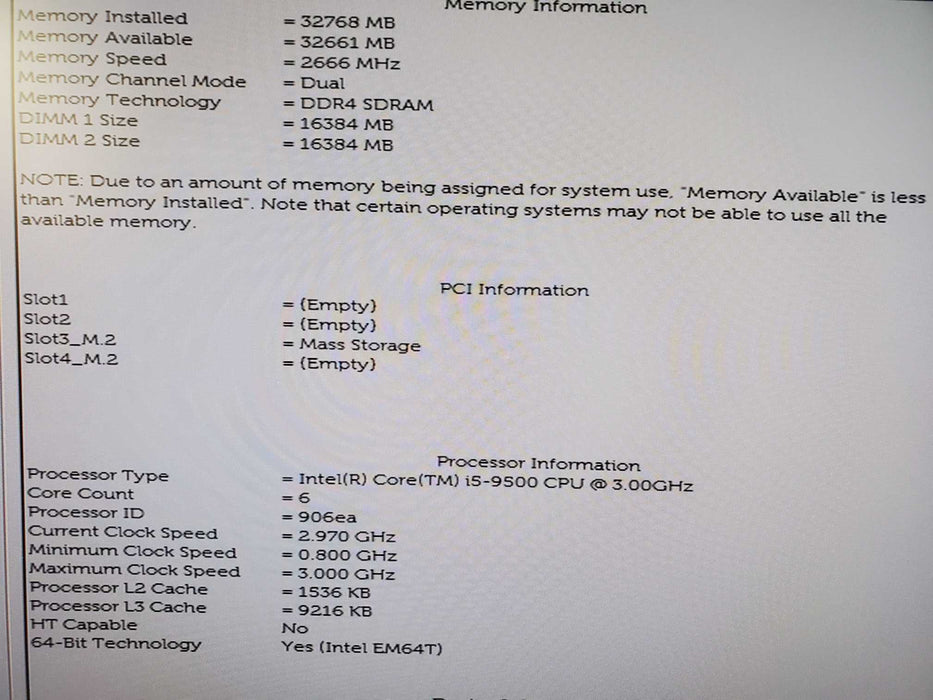 Dell Optiplex 3070 Intel i5-9500@3.0GHz 32GB RAM 256GB NVME, 1TB HDD, DVDRW