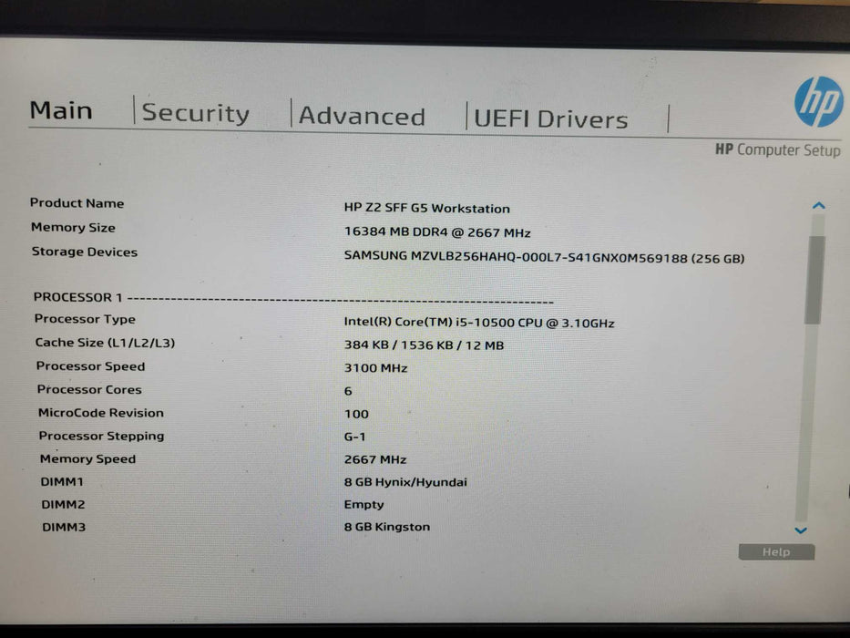 HP Z2 SFF G5 Workstation | i5-10500 @3.10GHz 16GB DDR4 256GB NVMe