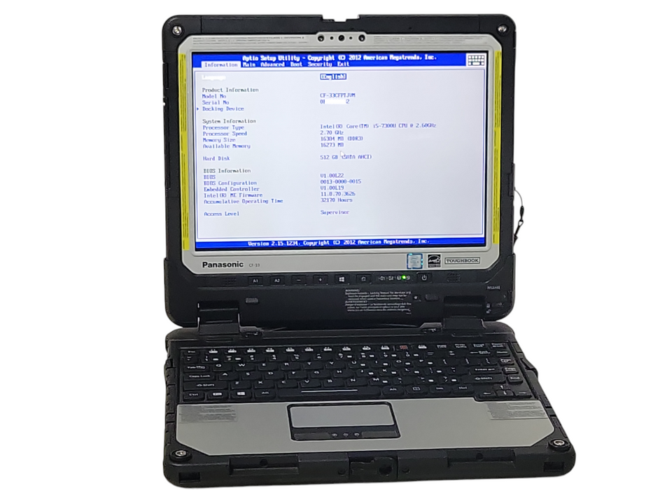 Panasonic Toughbook CF-33 Touch i5-7300U, 16GB RAM 512GB SSD 32170 Hours Q_ Lap200