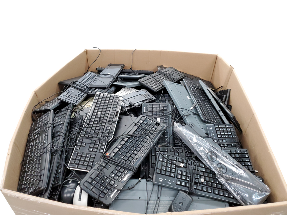 Bin of (650lb appr) Assorted Wired Keyboard and Mice, Mixed Brands, As is Q