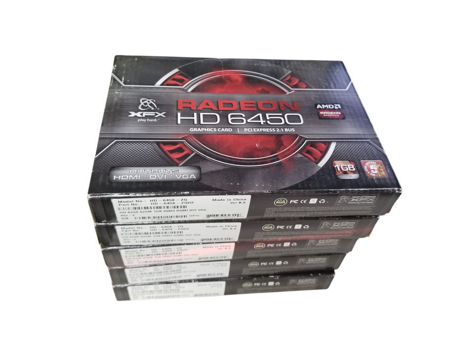 Lot 5x AMD XFX Radeon HD 6450 625M 1GB DDR3 HDMI DVI VGA PCI-E Video Card