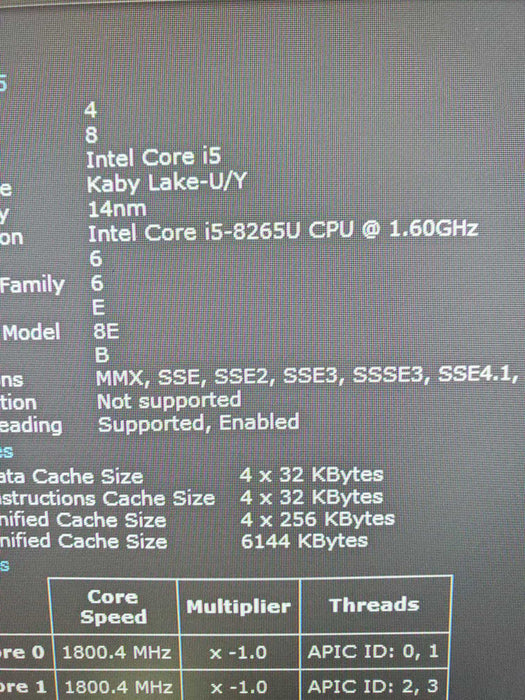 Lenovo ThinkCentre M630e i5-8265U 1.60GHz 8GB RAM 256GB NVMe 1TB HDD WIFI