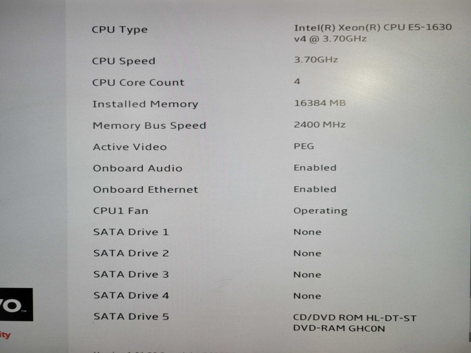 LenovoThinkStation P410 | Xeon E5-1630 v4 @3.70GHz, 16GB DDR4, No HDD/GPU !
