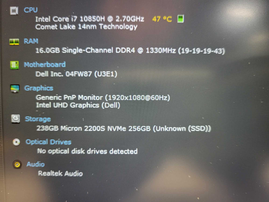 Dell Latitude 5411 i7-10850H CPU 16GB RAM 256GB NVMe  $ Lap200