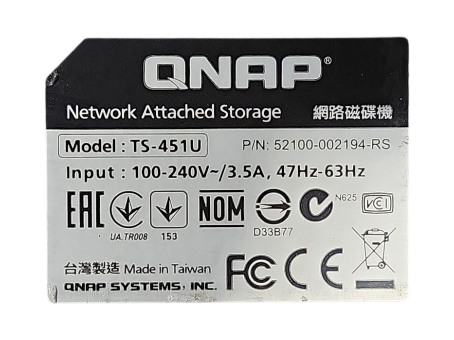 QNAP TS-451U 4-Bays NAS Rack Mountable, No HDD & Caddies, READ
