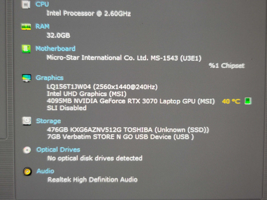 MSI Raider GE66 i9-11980HK 32GB DDR4 RTX 3070 512GB NVMe // No adapter  β Lap200