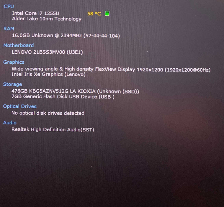 Lenovo ThinkPad T14s Core i7-1255U@1.70GHz 16GB RAM 512GB SSD  Lap200