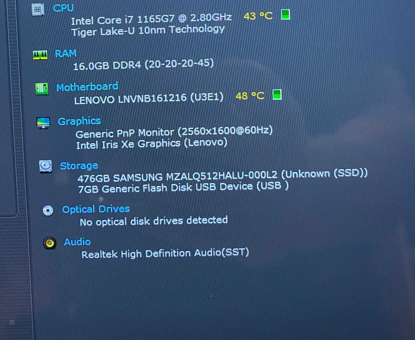Lenovo ThinkBook 13s G2 ITL TOUCH Core i7-1165G7@2.80GHz 16GB RAM 512GB SSD  Lap200