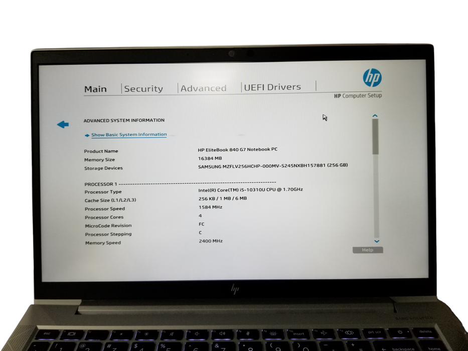 HP EliteBook 840 G7 Core i5-10310U @1.70GHz 16GB RAM DDR4 256GB NVMe  Lap200