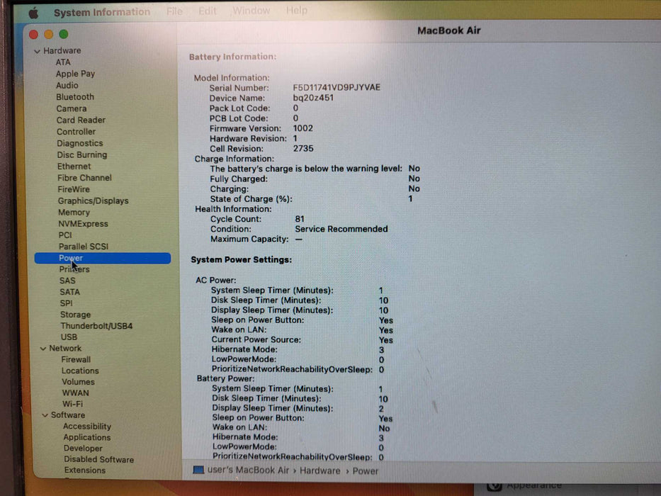 Apple MacBook Air M1 13.3" Late 2020 A2337 16GB DDR4 256GB SSD READ $