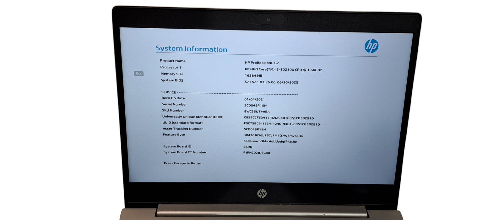 HP ProBook 440 G7 i5-10210U|16GB RAM|256GB NVMe|READ  Lap200