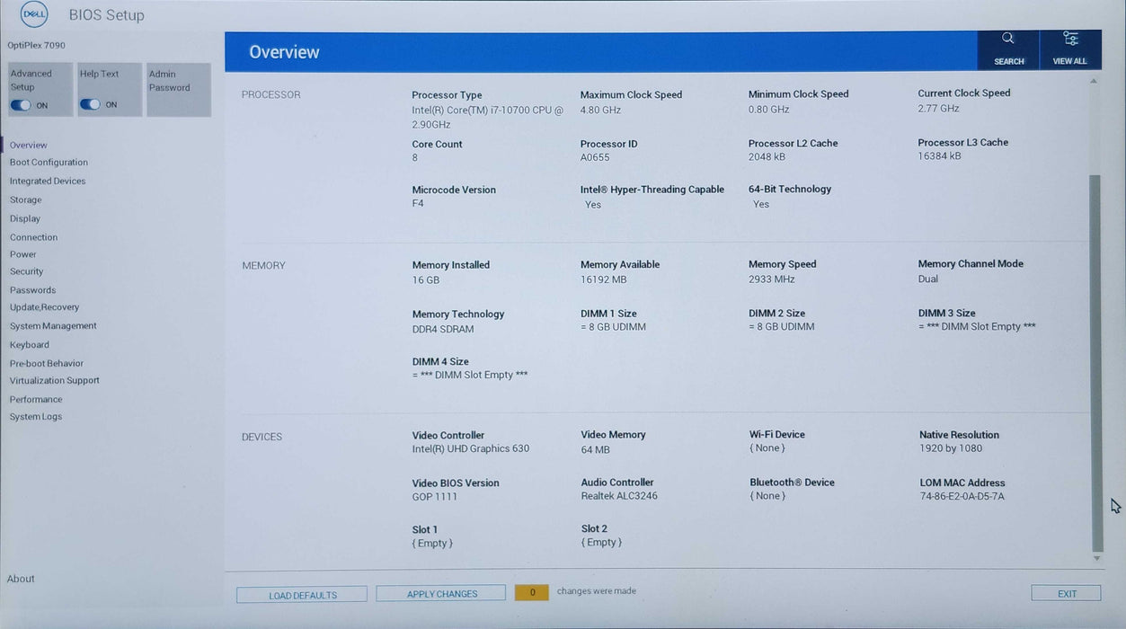 Dell OptiPlex 7090 SFF, i7-10700 2.90GHz, 16GB DDR4, 256GB NVMe