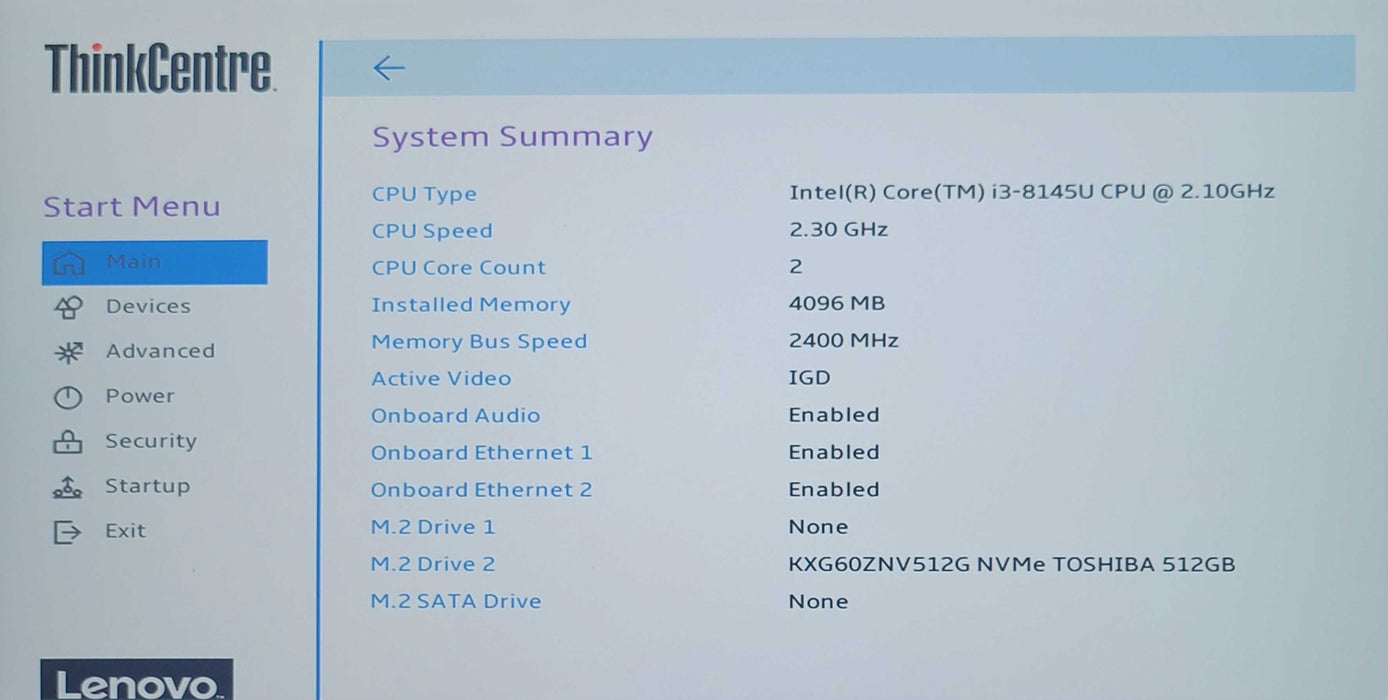 Lenovo ThinkCentre M90n-1 Core i3-8145U 4GB DDR4 512GB SSD w/ Power adapter _