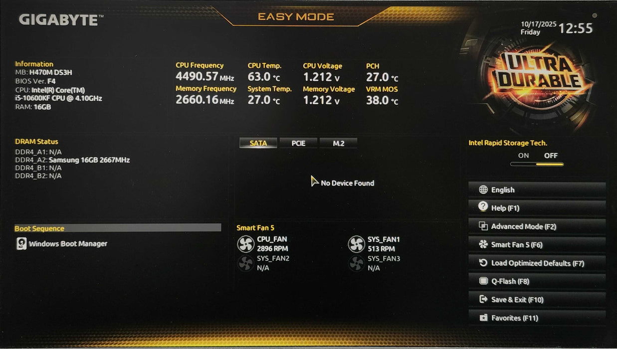 Custom PC, Gigabyte H470M DS3H, i5-10600KF 4.10GHz, 16GB DDR4, No GPU