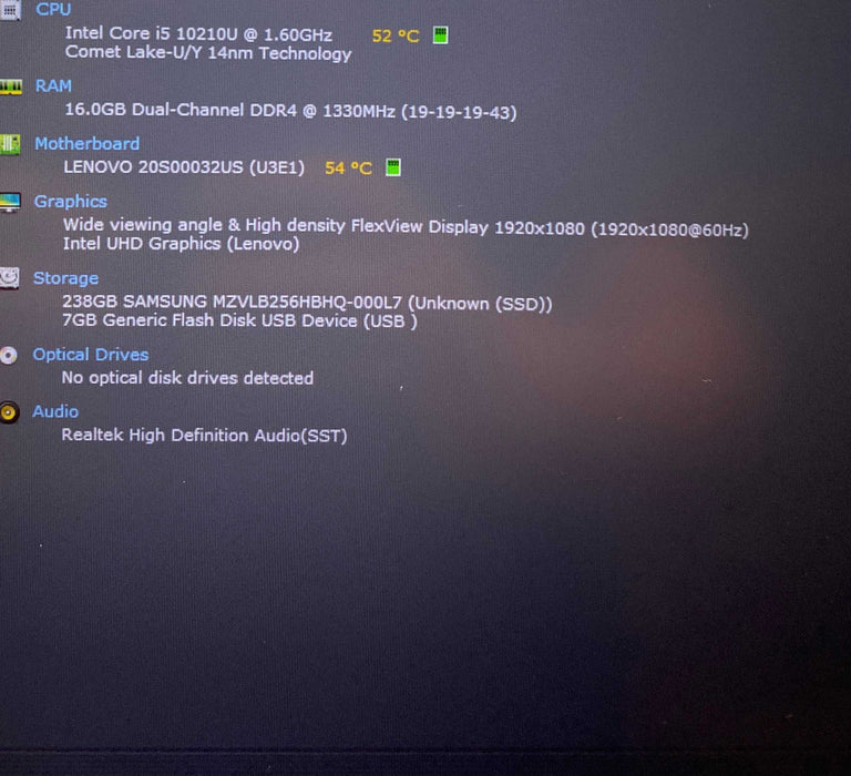 Lenovo ThinkPad T14 Gen 1 Core i5-10210U@1.60GHz 16GB RAM 256GB SSD  Lap200
