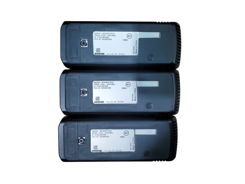 Lot 3x Shure MXW6/O Z10 Wireless Transmitter w/ 1x Shure MXWNCS4 Station