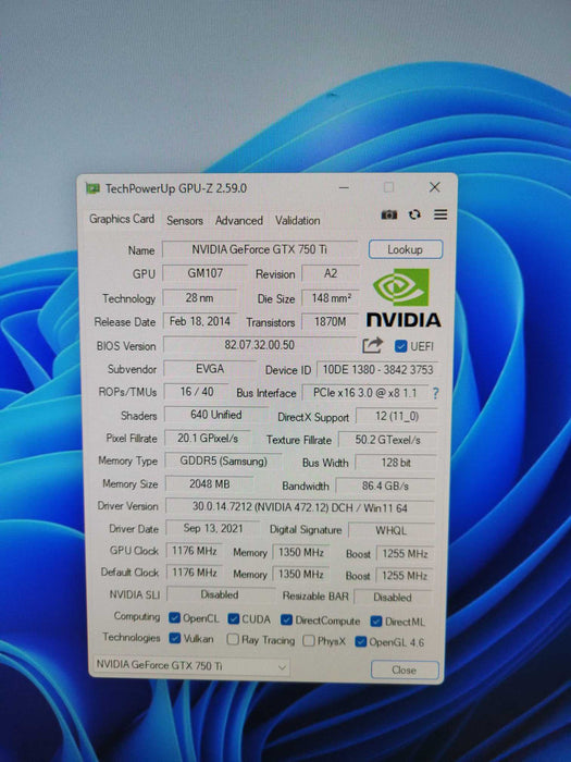 EVGA Nvidia GeForce GTX 750 Ti 2GB GDDR5 Graphics Card !