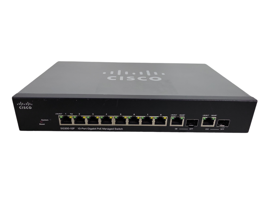 Cisco SG300-10P 10-Port Gigabit Ethernet PoE Managed Switch !