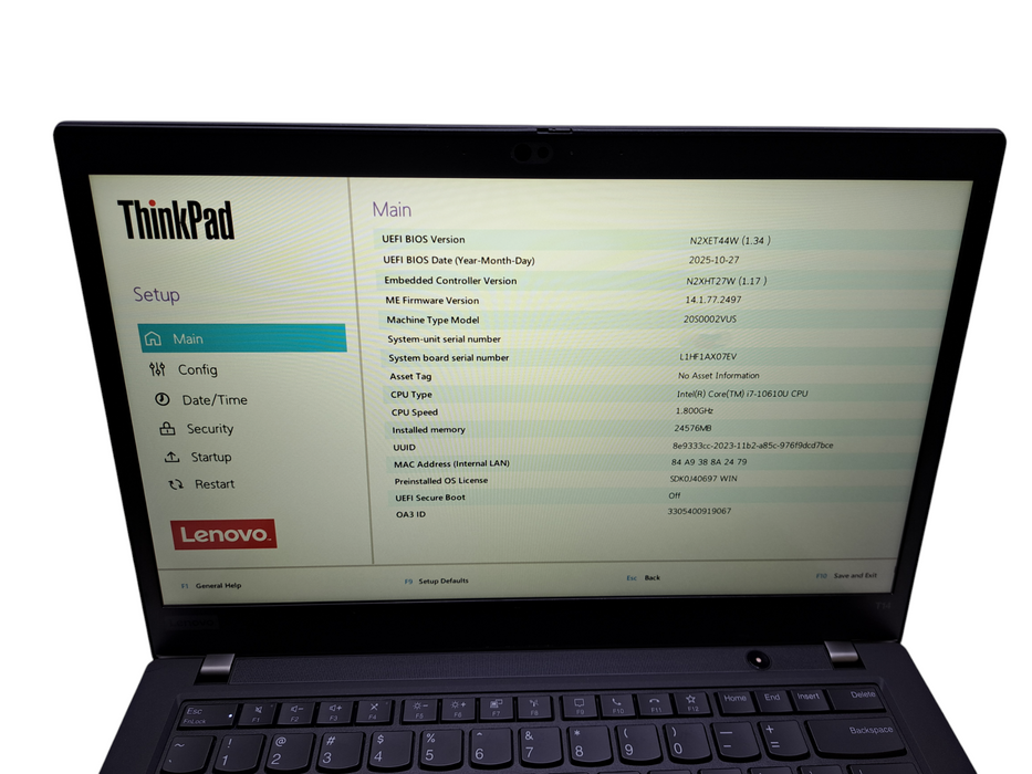 Lenovo ThinkPad T14 Touch | Intel Core i7-10610U, 24GB DDR4, 256GB NVMe ) Lap200