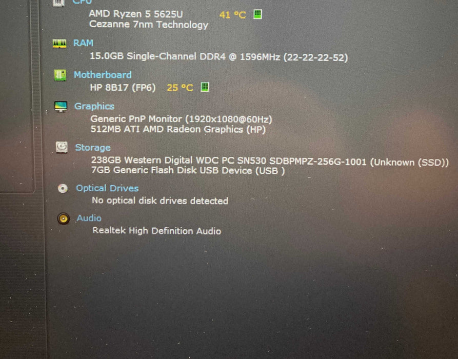 HP ProBook 445 G9 AMD Ryzen 5 5625U@2.3GHz 16GB RAM 256GB SSD  Lap200