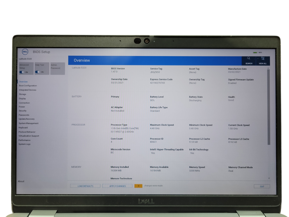 Dell Latitude 5320 Touch, i5-1145G7 2.60GHz, 16GB DDR4, 256GB NVMe READ ! Lap200