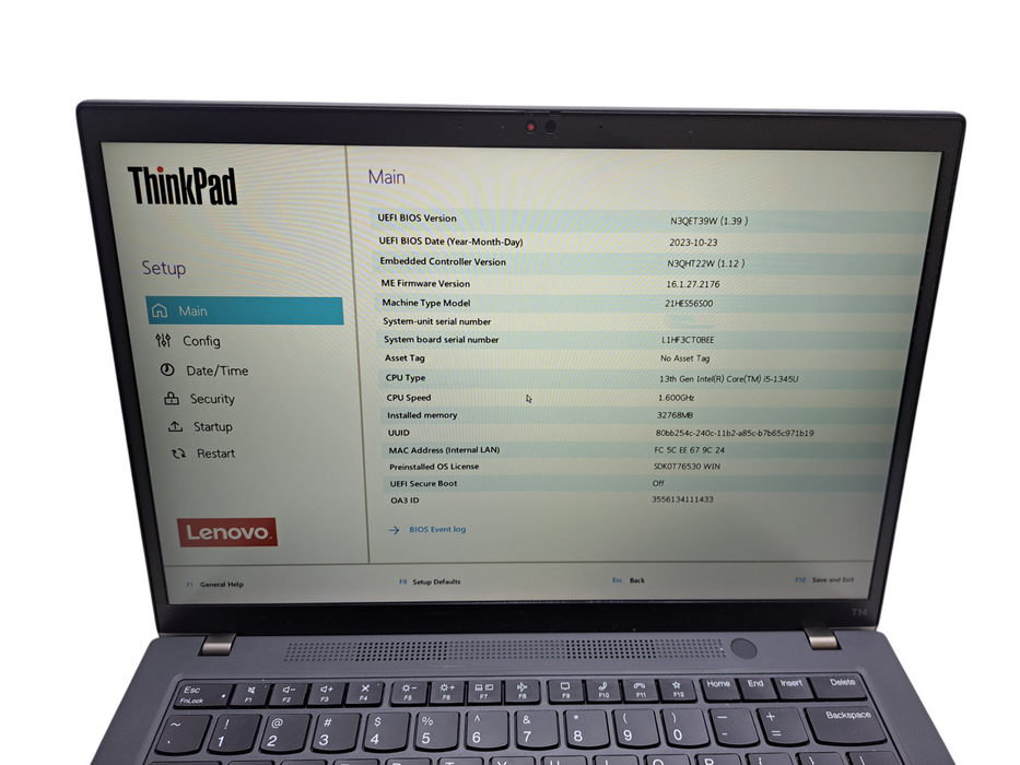 Lenovo ThinkPad T14 Gen 4 | Intel Core i5-1345U, 32GB DDR5, 256GB NVMe ) Lap200
