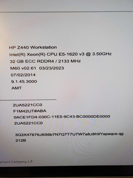 HP Z440 Workstation, Xeon E5-1620v3 3.50GHz, 32GB DDR4, NVIDIA FX580, NO HD