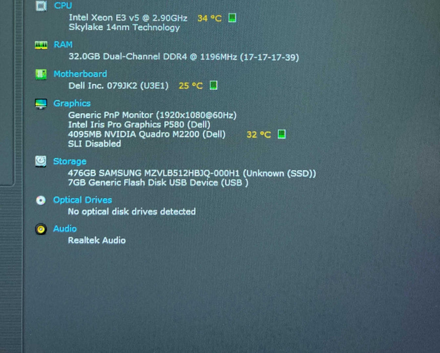 Dell Precision 7520 XEON E3-1545M v5 QUADRO M2200 32GB RAM 512GB SSD READ!  Lap200