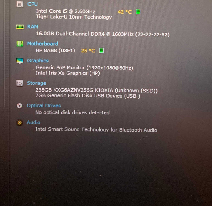 HP EliteBook 840 G8 Core i5-1145G7@2.60 GHz vPRO 16GB RAM 256GB SSD READ  Lap200