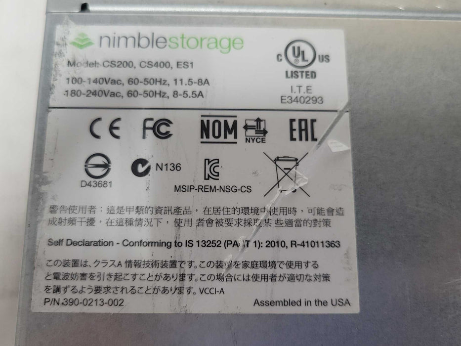 Nimble Storage Array CS200/215 SAN 16x 3.5" HDD Trays, 2x Controllers, 2x PSU _