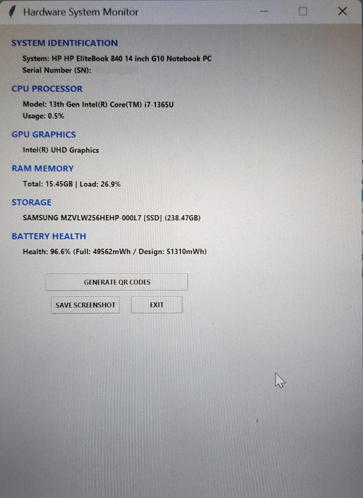 HP EliteBook 840 G10 Notebook PC, i7-1365U, 16GB RAM, 256GB NVMe, No AC  Lap200