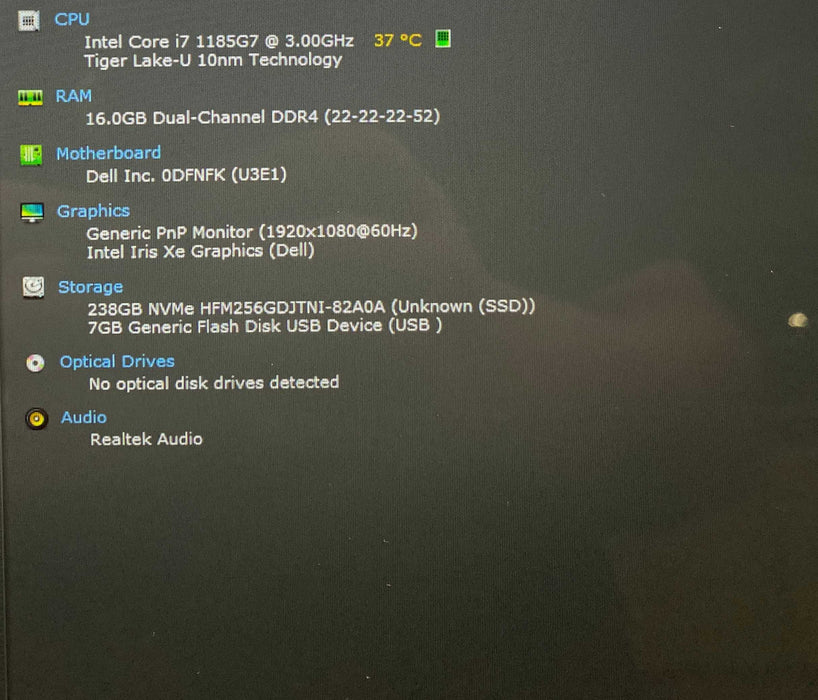 Dell Latitude 5320 TOUCH Core i7-1185G7@3.00GHz 16GB RAM 256GB SSD  Lap200