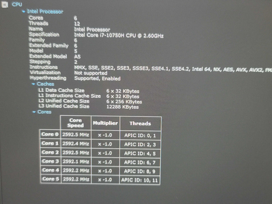 MSI WF75 Workstation i7-10750H 32GB DDR4 RTX 3000 256GB NVMe Bad battery  β Lap200