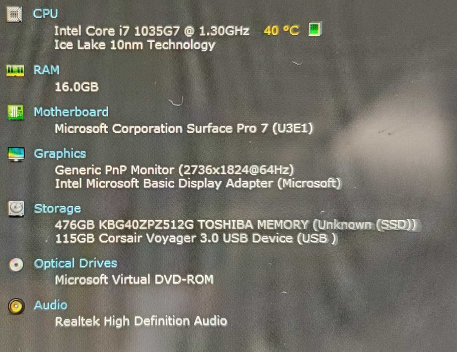 Microsoft Surface Pro 7 1866 Core i7-1065G7 16GB RAM 512GB SSD Q Lap200