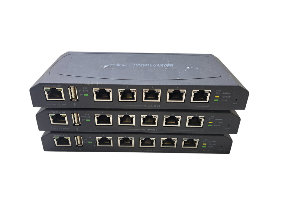 Lot of 3x Ubiquiti TOUGHSwitch PoE 5-Port Managed Switch *READ*