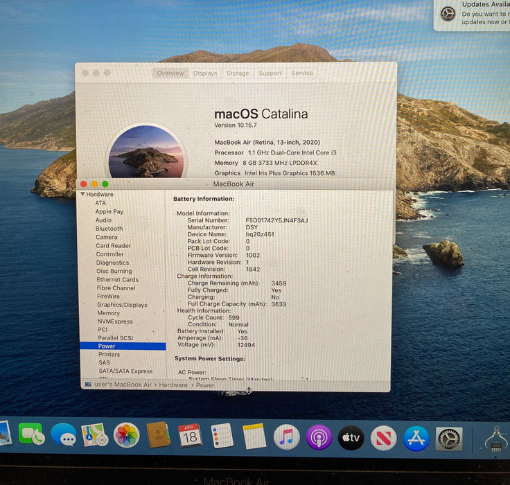 Apple MacBook Air 13" 2020 i3-1000NG4 8GB 256SSD No Power Adapter