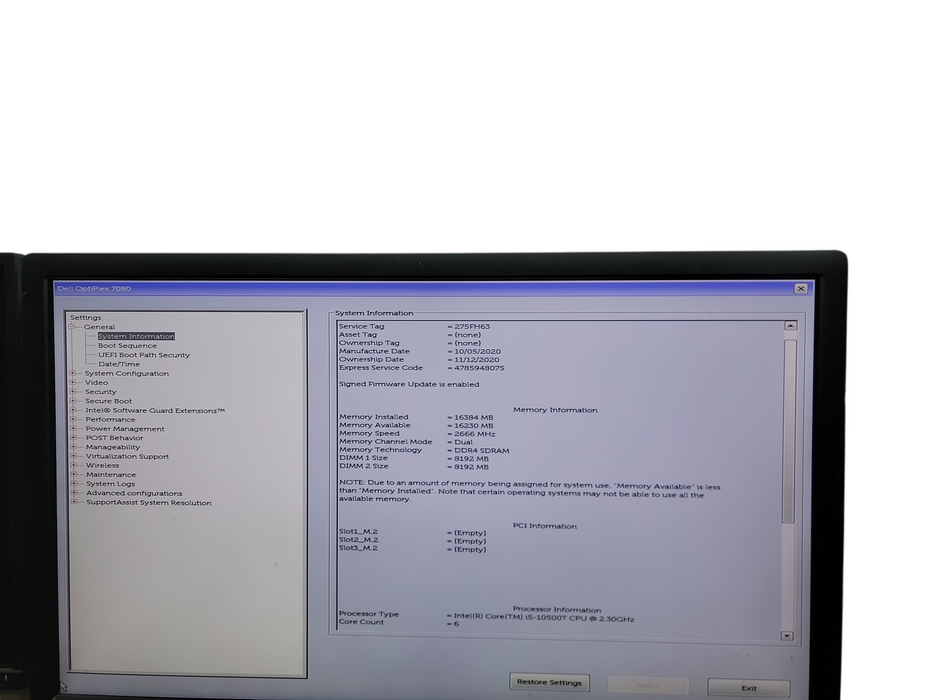Dell OptiPlex 7080  Micro i5 - 10500T @ 2.30GHz 16GB DDR4 Ram No HDD