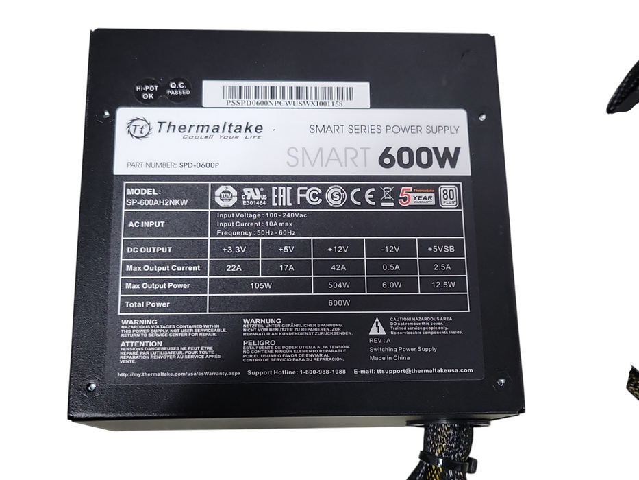 Thermaltake Smart Series Smart Series 600Watt Power supply _
