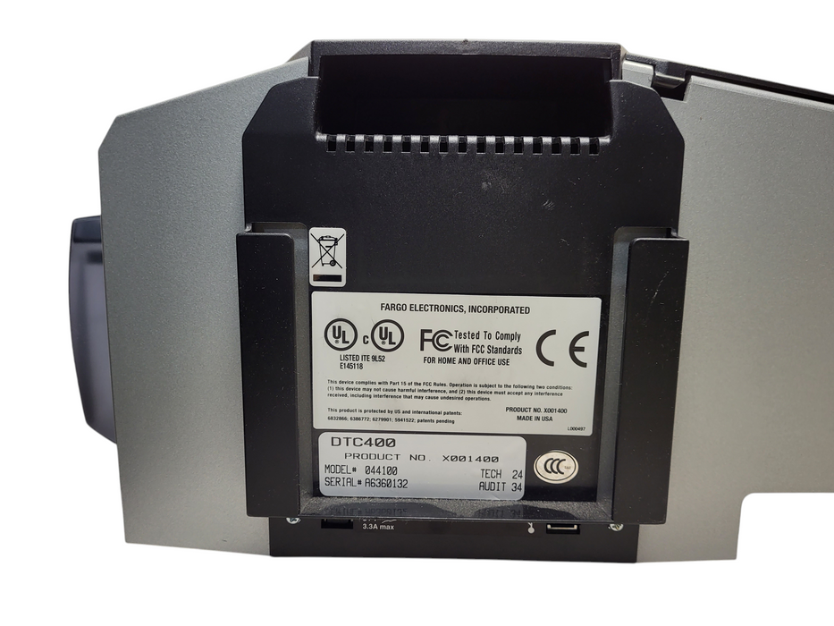 Fargo DTC400 Dual-Sided ID Card Printer P/N 04410 No AC READ $