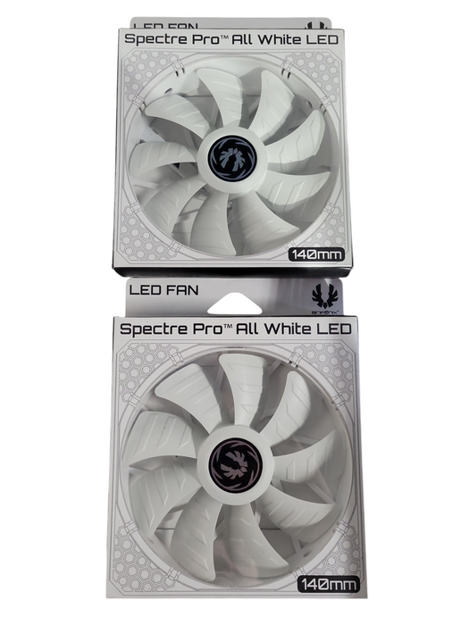 LOT 2x New spectre Pro all white LED 140mm BFF-WPRO-14025R-RP LED fan !