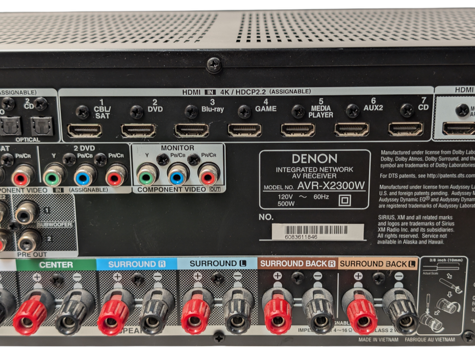 DENON AVR-X2300W 7.2-channel 4K HDMI Network Wi-Fi home theatre receiver -